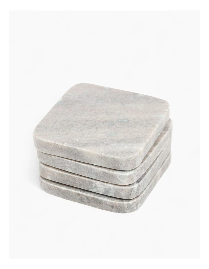 Natural Marble Coasters with Soft Veining Set of 4 in Grey image 1
