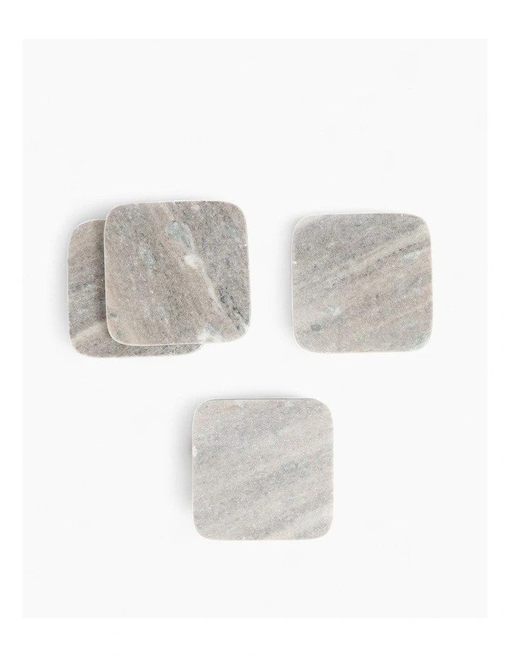 Natural Marble Coasters with Soft Veining Set of 4 in Grey image 3