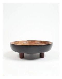 Artisan Made Mango Wood Footed Salad Bowl in Natural