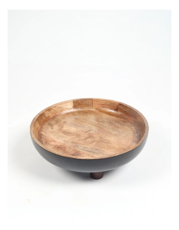 Artisan Made Mango Wood Footed Salad Bowl in Natural image 3