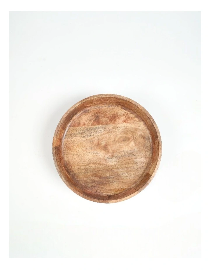 Artisan Made Mango Wood Footed Salad Bowl in Natural image 4