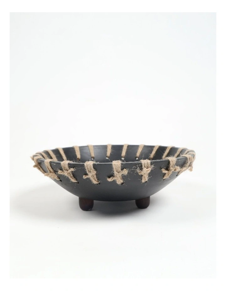 Artisan Crafted Mango Wood Bowl in Black image 1