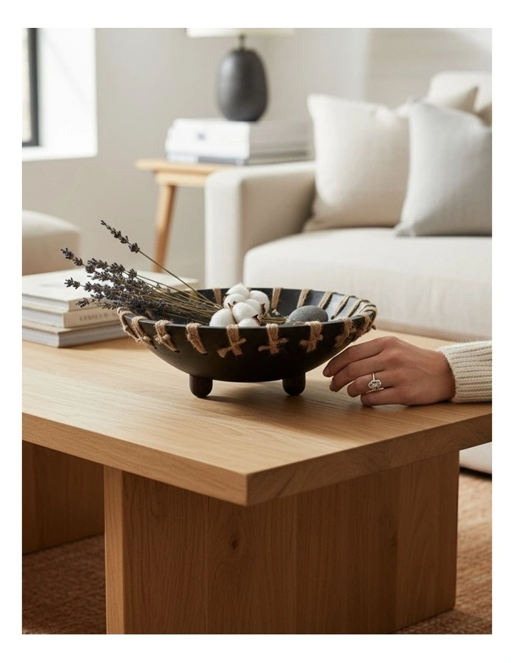 Artisan Crafted Mango Wood Bowl in Black image 2