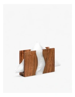 Luxury Feast Acacia Wood Napkin Holder in Natural White