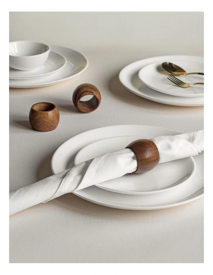 Sleek Handmade Mango Wood Napkin Rings Set Of 2 in Oak image 2