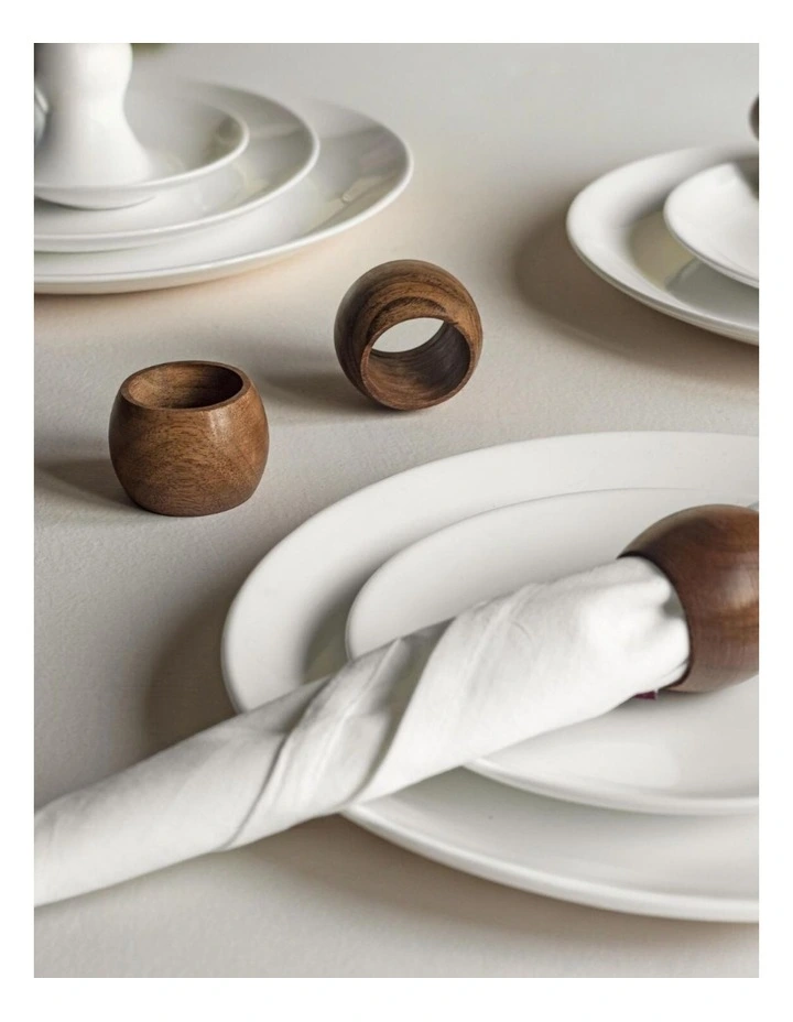 Sleek Handmade Mango Wood Napkin Rings Set Of 2 in Oak image 3