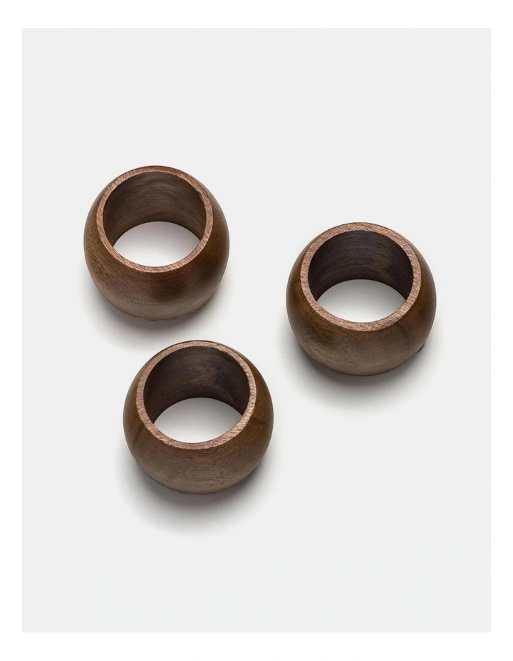 Sleek Handmade Mango Wood Napkin Rings Set Of 2 in Oak image 4