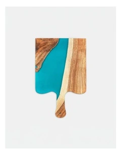 Luxury Feast Live Edge Acacia Wood Platter in Natural Turquoise