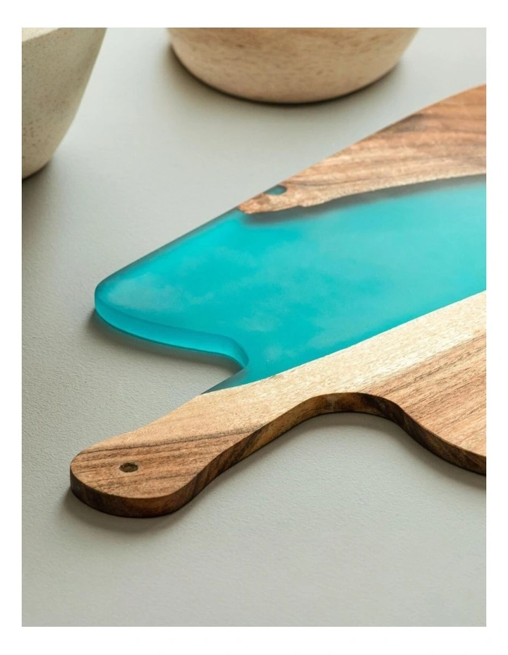 Luxury Feast Live Edge Acacia Wood Platter in Natural Turquoise image 3