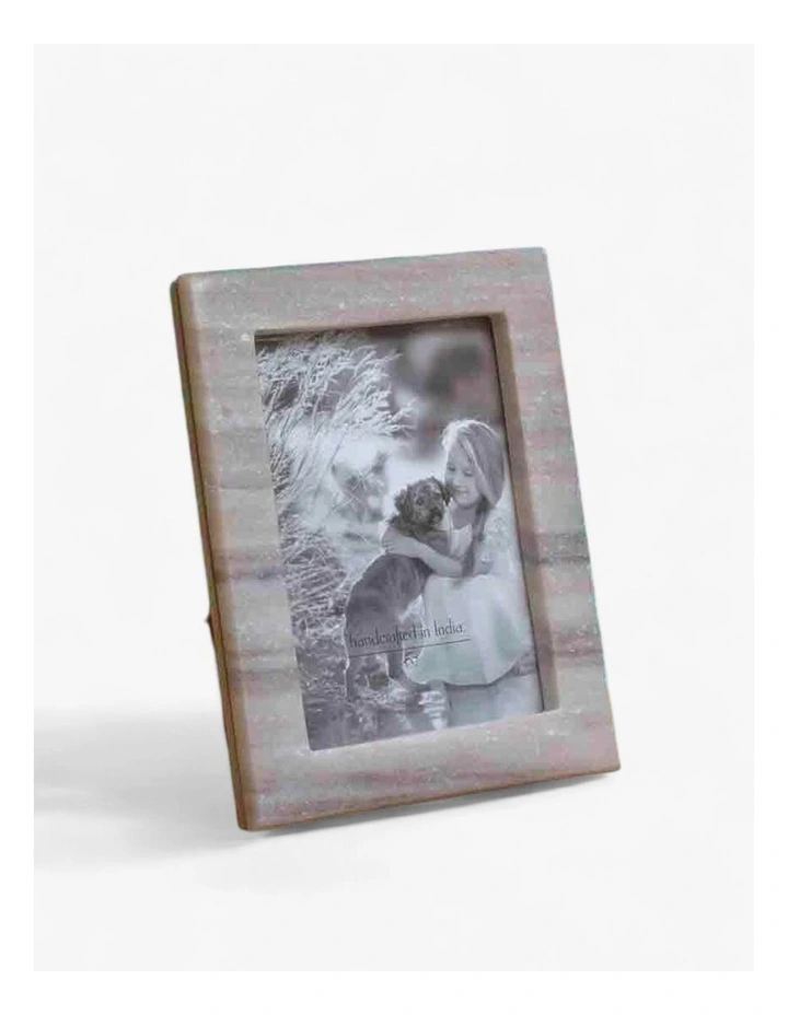Hand-Cut Marble Photo Frame 5x7 in Grey Stone image 1