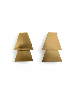 Brushed Metal Trapezium Earrings in Gold