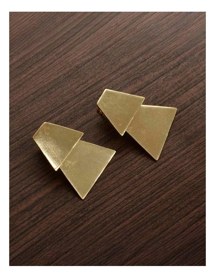 Trapezium Earrings in Gold image 2