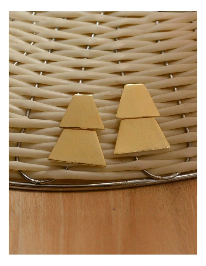 Trapezium Earrings in Gold image 3