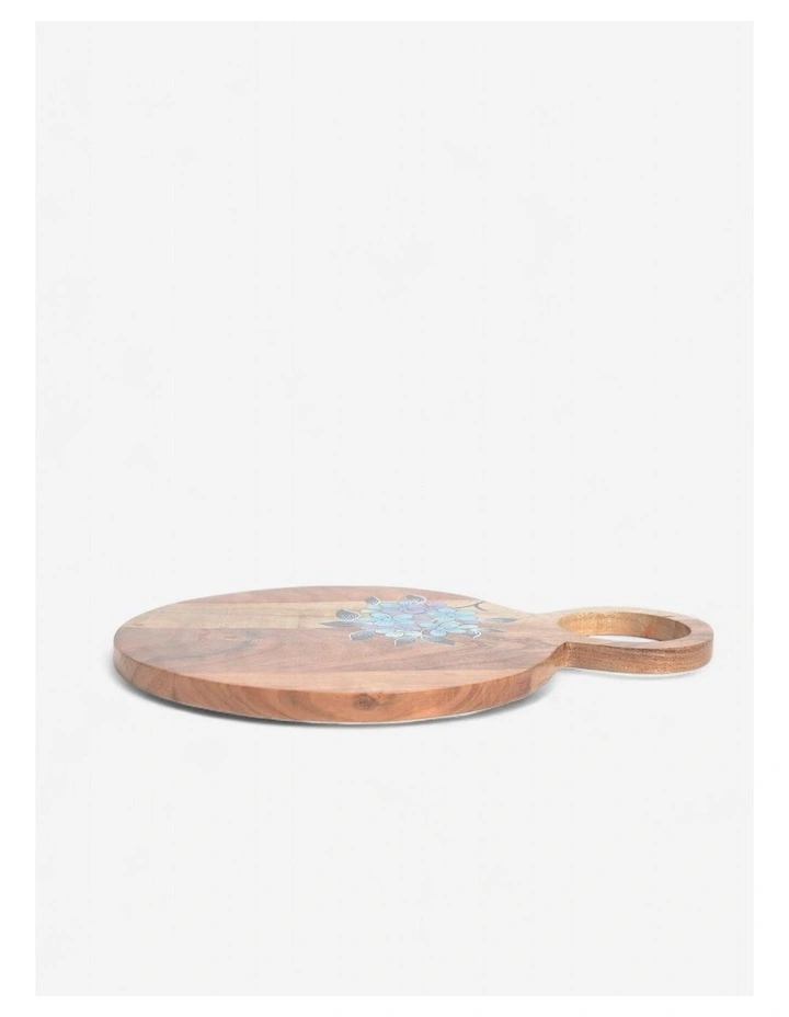 Acacia Wood Chopping Board with Hand Painted Violets in Natural image 6