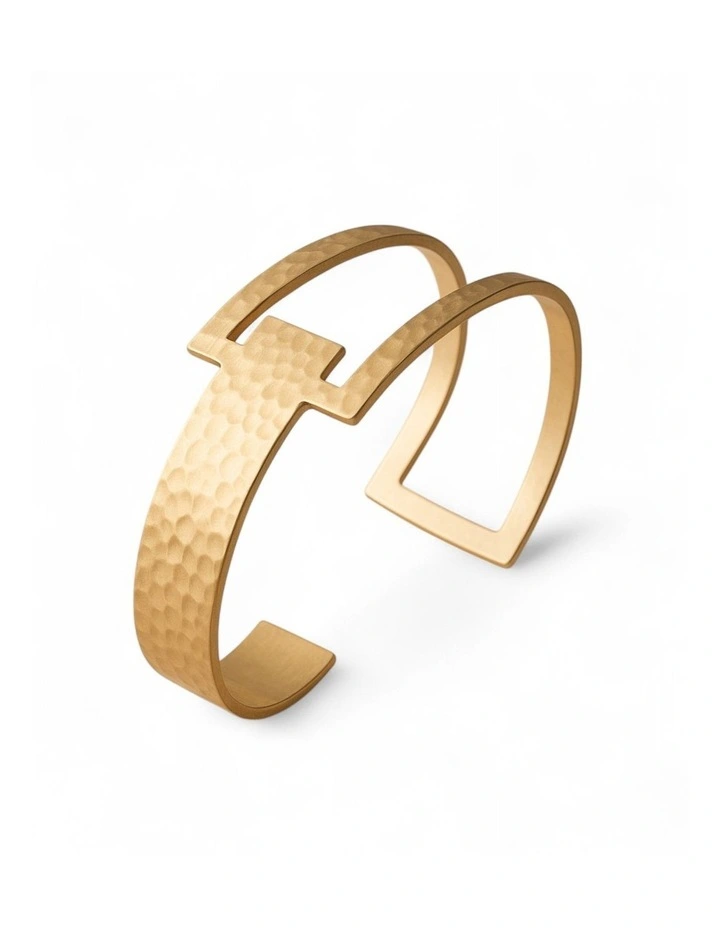 Handmade Hammered Bangle in Gold image 1