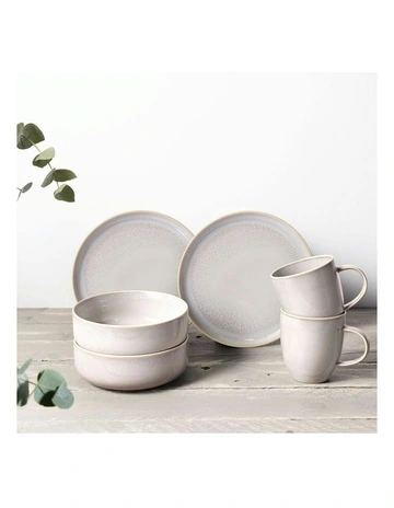 Crafted Cotton Breakfast Set 6 Pieces in Cream