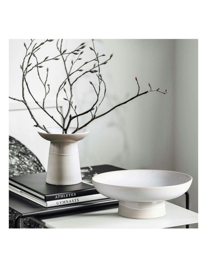 Winter Glow Footed Bowl in White image 3