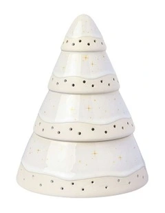 Winter Glow Hurricane Lamp Tree in White