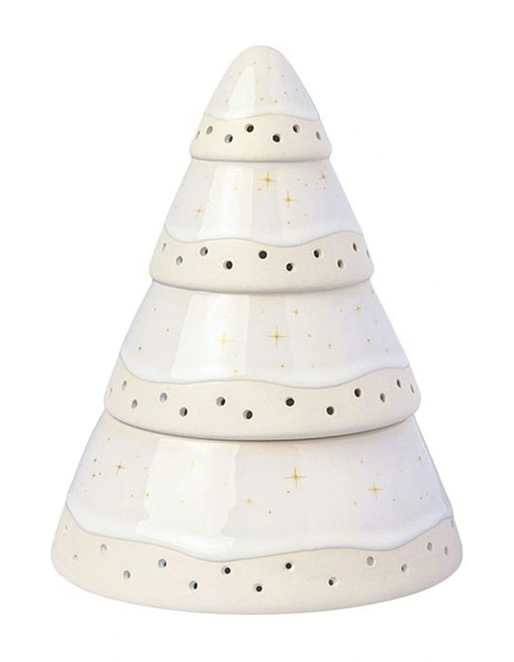 Winter Glow Hurricane Lamp Tree in White image 1