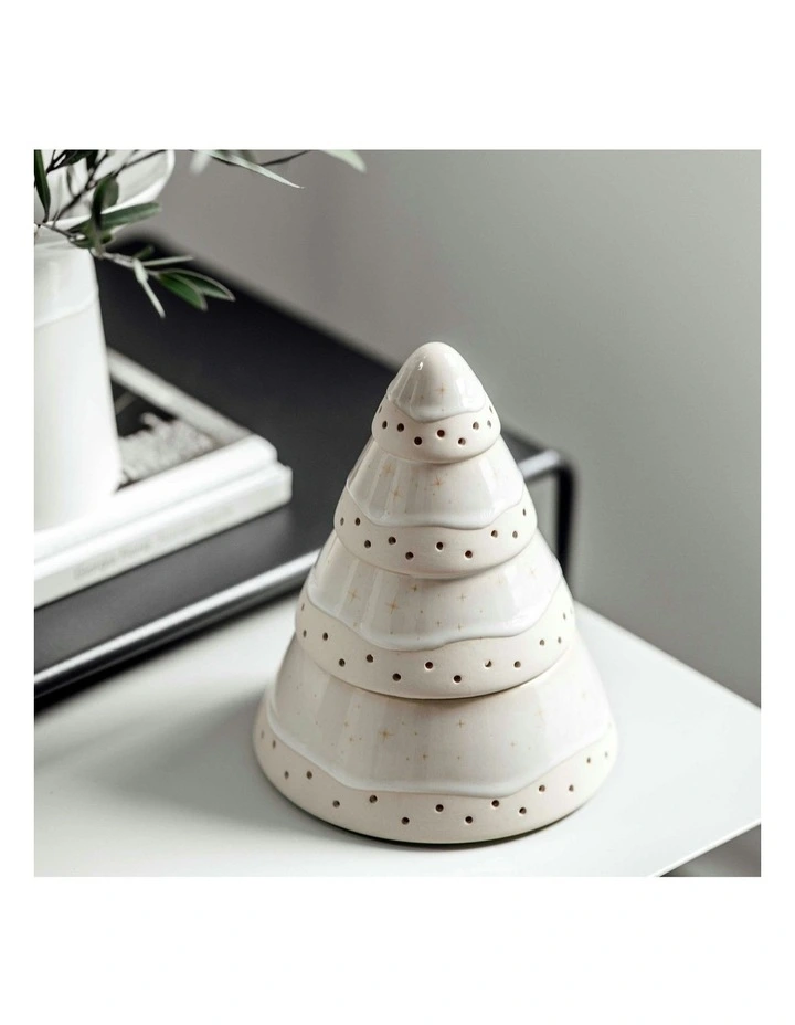 Winter Glow Hurricane Lamp Tree in White image 2