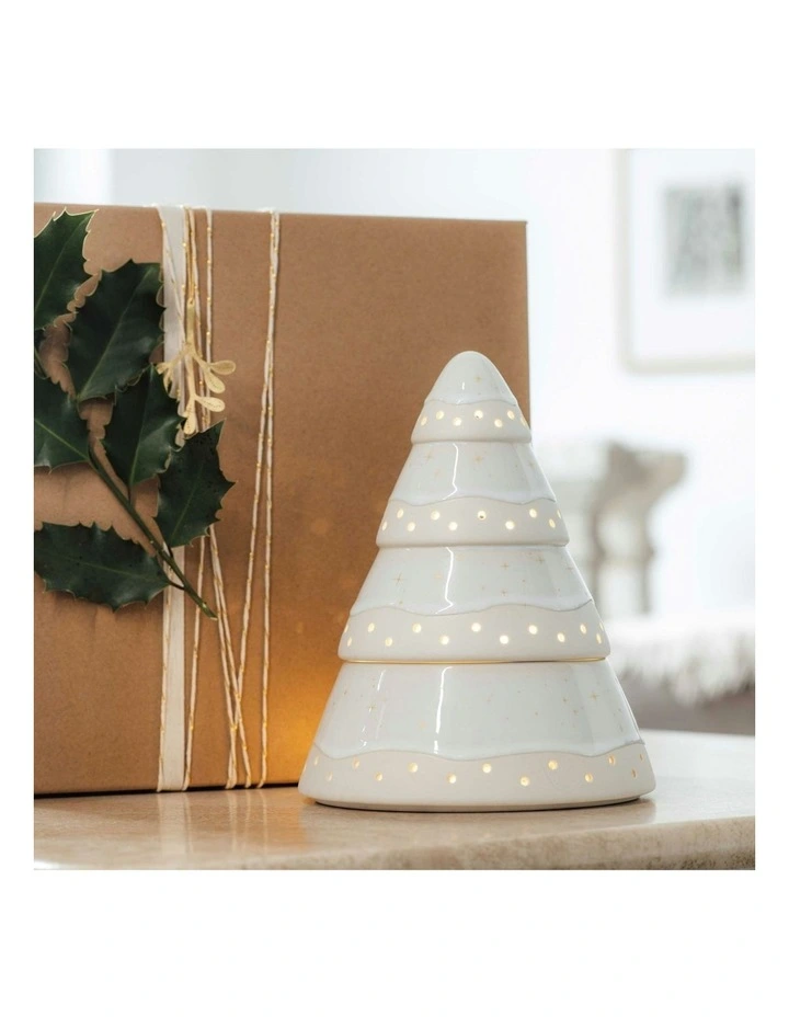 Winter Glow Hurricane Lamp Tree in White image 4