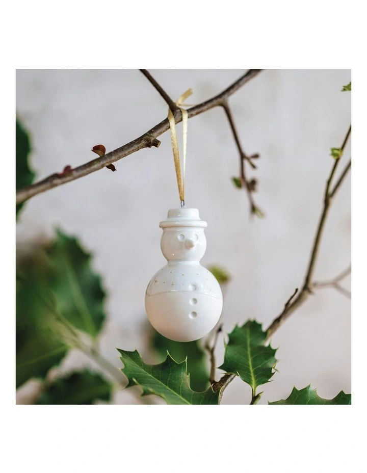 Winter Glow Snowman Ornament in White image 2