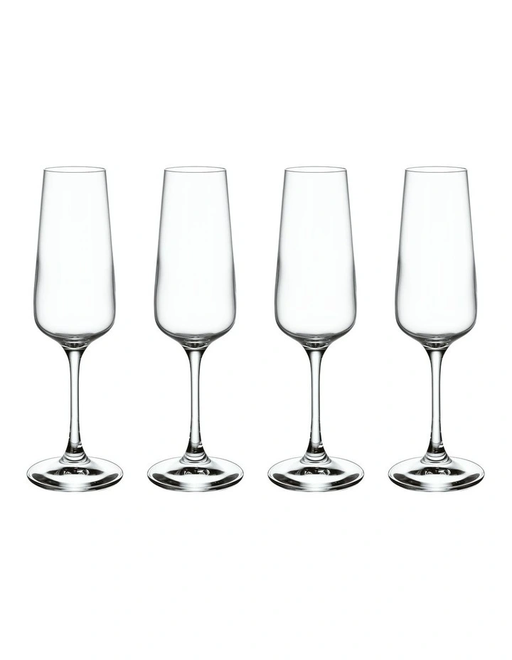 Ovid Champagne Flute Glass Set Of 4 Pieces in Clear image 1