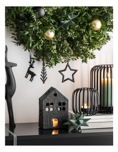Xmas Hurricane Lamp House in Black