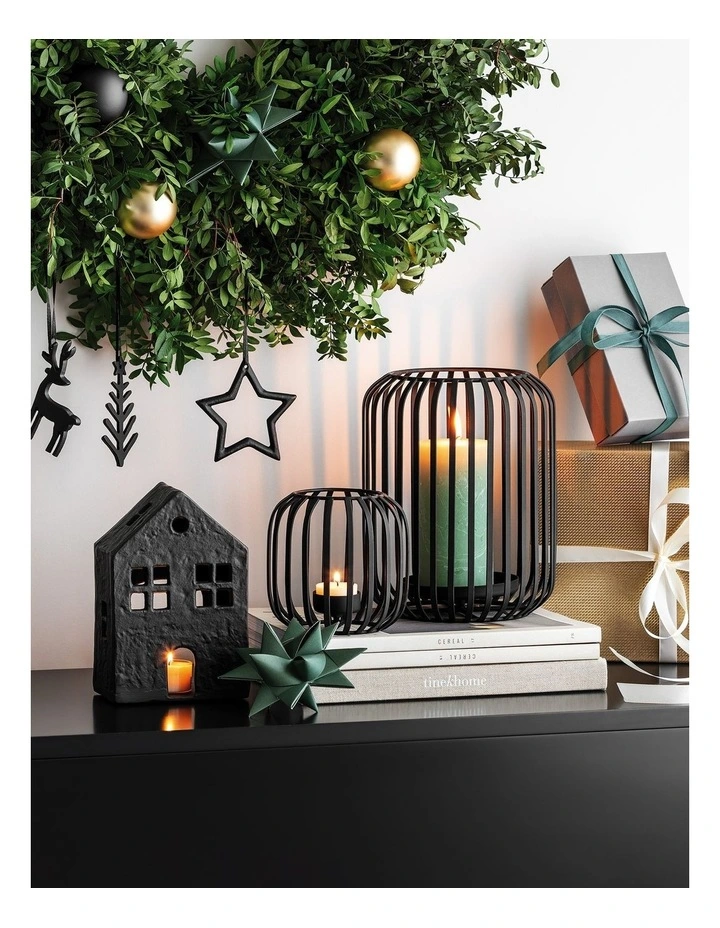 Xmas Small Hurricane Lamp in Black image 2