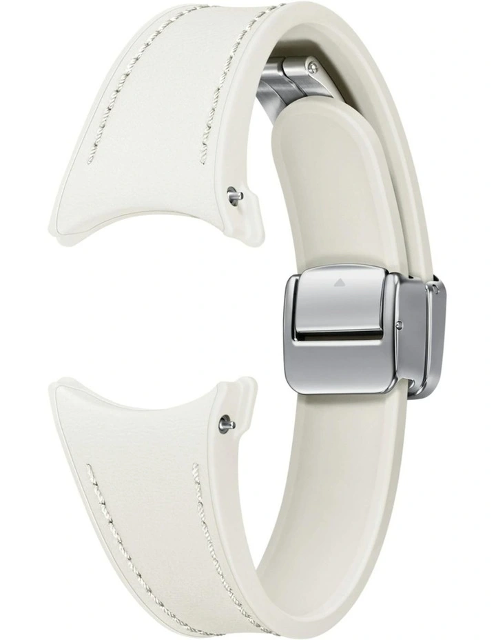 Galaxy Watch6 D-Buckle Hybrid Eco-Leather Slim Band in Small/Medium Cream image 2