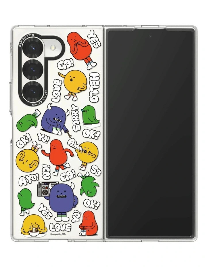 Galaxy Z Fold6 Sticky Monster Lab Friends Slim Impression Case in White image 1