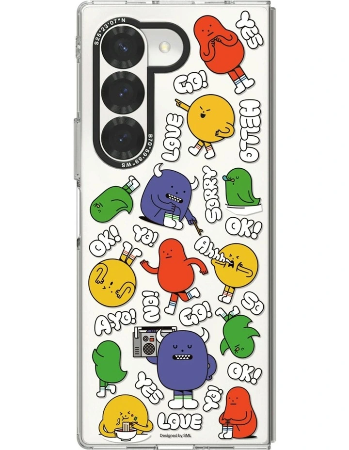 Galaxy Z Fold6 Sticky Monster Lab Friends Slim Impression Case in White image 2
