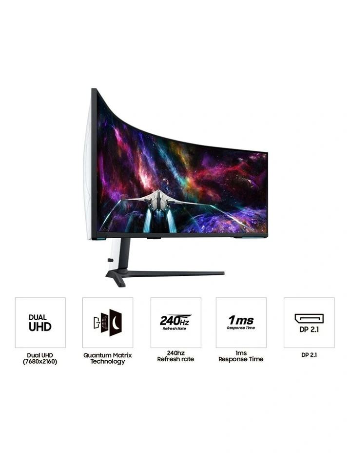 57 Odyssey Neo G95NC Curved QLED DUHD Gaming Monitor in White image 7