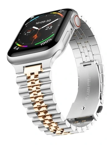 The Perth Stainless Steel Link Bracelet Band in Silver/ Rose