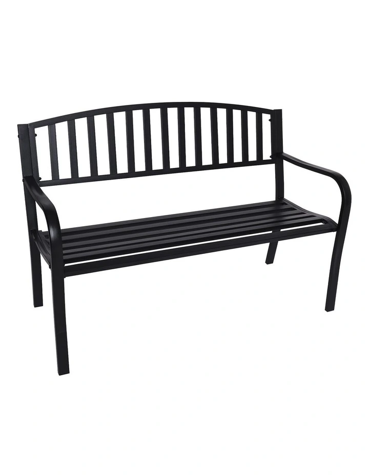 Outdoor Steel Garden Bench in Black image 1