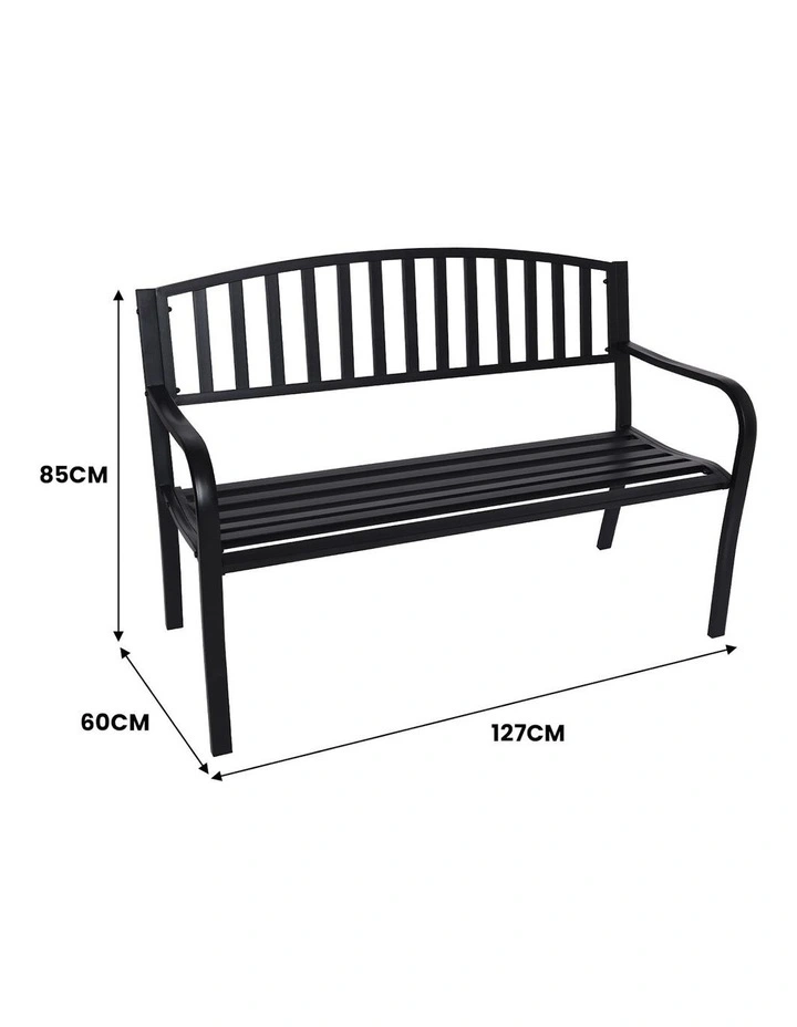 Outdoor Steel Garden Bench in Black image 2