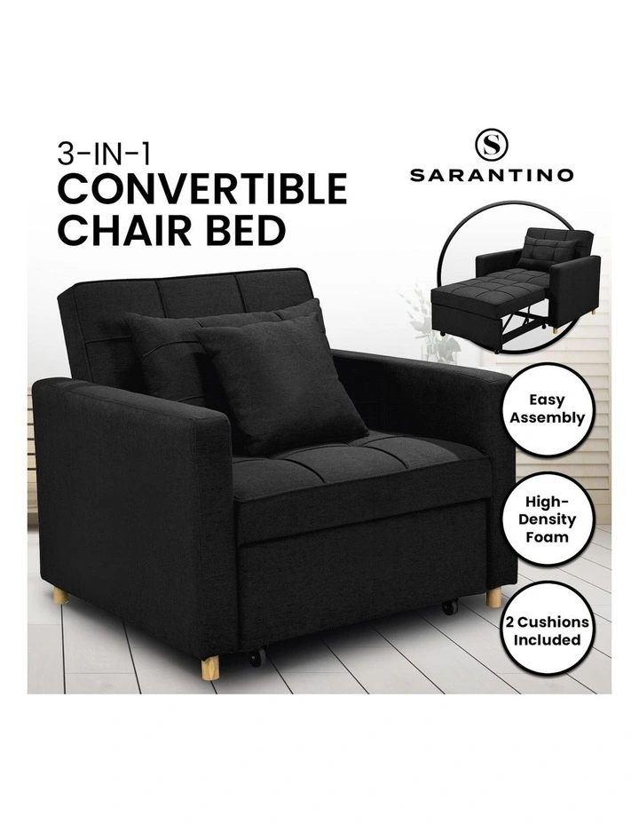 Suri 3-In-1 Convertible Lounge Chair in Black image 2