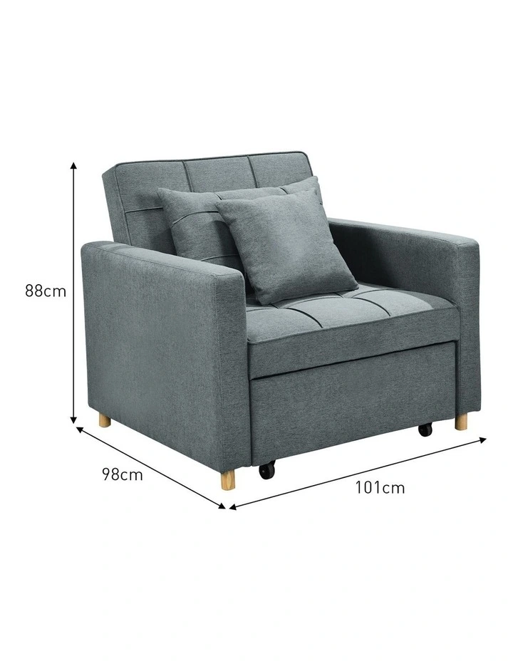 Suri 3-in-1 Convertible Sofa Chair in Blue/Grey image 3