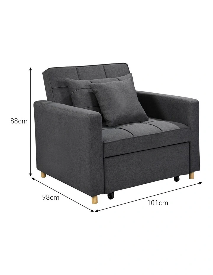 Suri 3-in-1 Convertible Lounge Chair in Dark Grey image 3