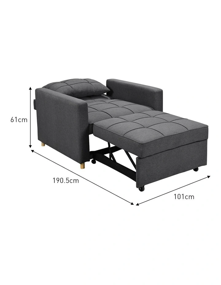 Suri 3-in-1 Convertible Lounge Chair in Dark Grey image 4