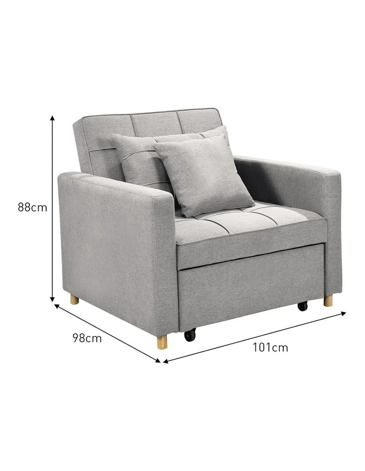 Suri 3-in-1 Convertible Sofa Chair in Light Grey image 3