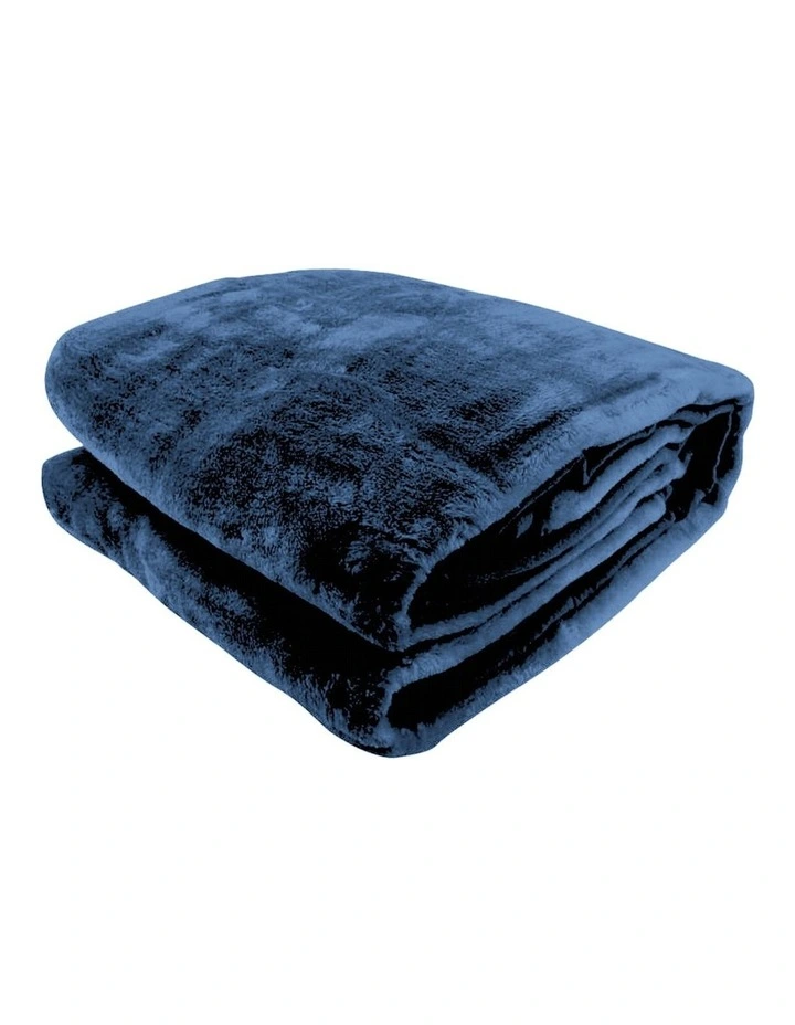 600GSM Large Double-Sided Faux Mink Blanket in Navy image 1