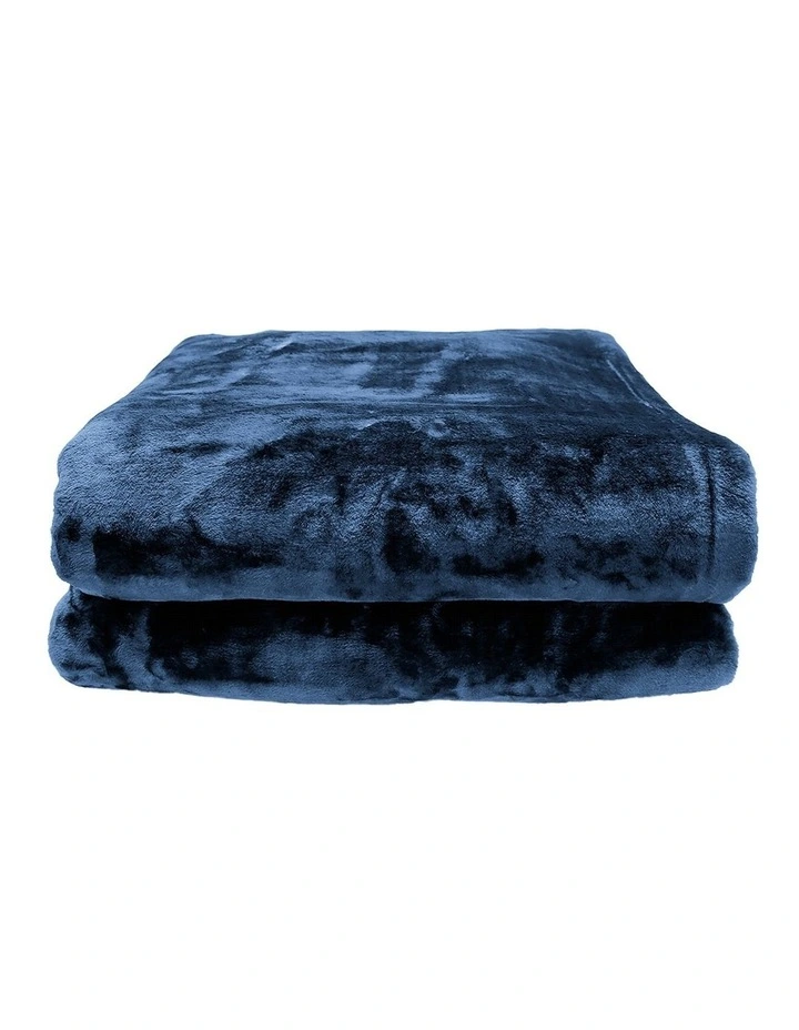 600GSM Large Double-Sided Faux Mink Blanket in Navy image 3
