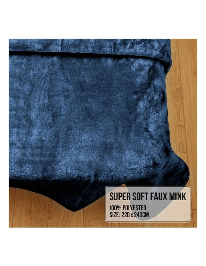600GSM Large Double-Sided Faux Mink Blanket in Navy image 4