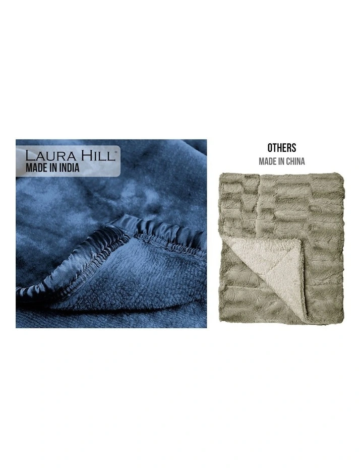 600GSM Large Double-Sided Faux Mink Blanket in Navy image 6