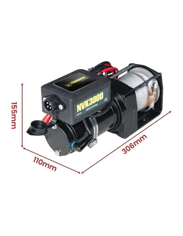 12V Electric Winch 3000LBS in Black image 3