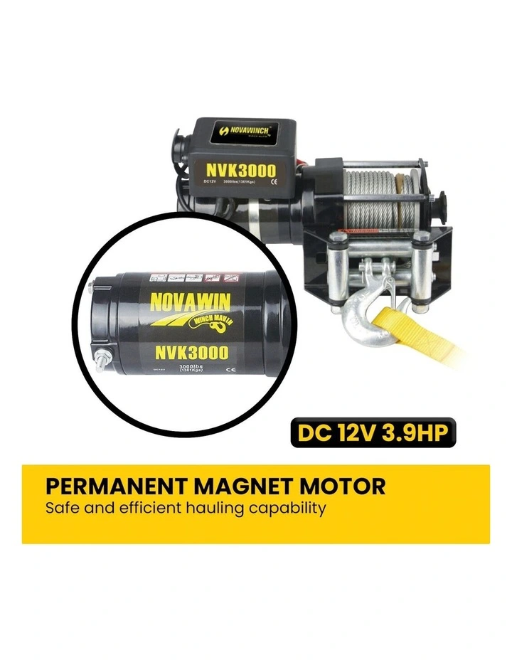 12V Electric Winch 3000LBS in Black image 5