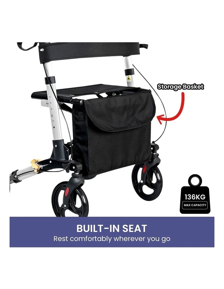 Folding Rollator Walker in Black image 7