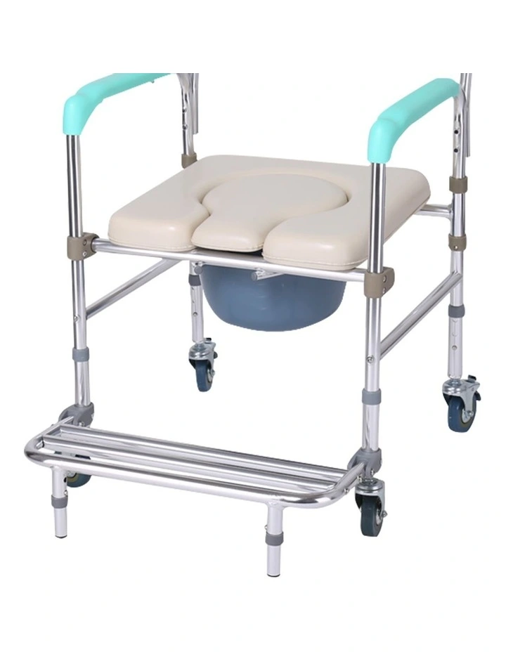 Aluminum Frame Commode Chair With Castors in Multi image 2