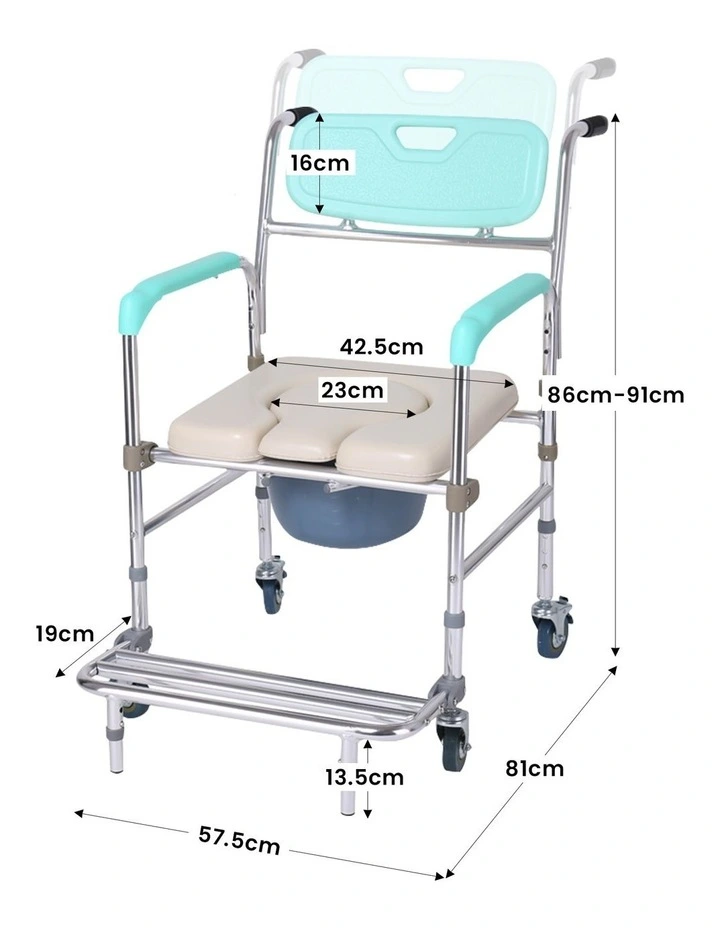 Aluminum Frame Commode Chair With Castors in Multi image 4